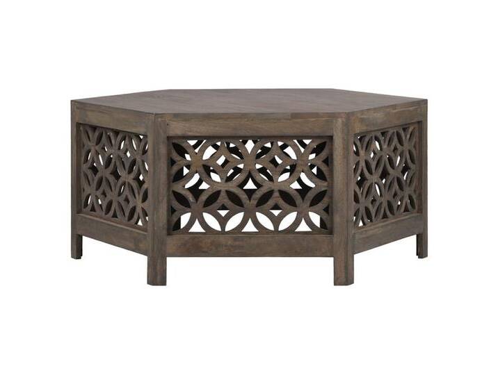 WOMO-DESIGN Couchtisch Beistelltisch handgefertigt aus Massivholz Sofatisch Wohnzimmertisch, Kaffeetisch Amman rund Natur Unikat Vintage Design Holztisch Mangoholz, braun von OTTO