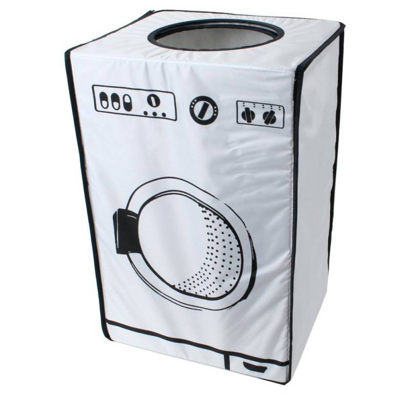 TE-Trend Wäschesortierer 50 l Wäschekorb textile Wäschebox weiß mit Deckel (mit intergriertem Deckel), faltbar, mit Abwurföffnung im Deckel von Te-Trend