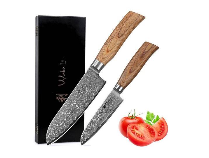 Wakoli Messer-Set Edib Pro 2 Damastmesser I Kochmesser Küchenmesser I 16 & 11cm Klinge (Damastmesser mit Geschenkbox, 2-tlg., 2er Damastmesser-Set), 67 Lagen Damaststahl von OTTO