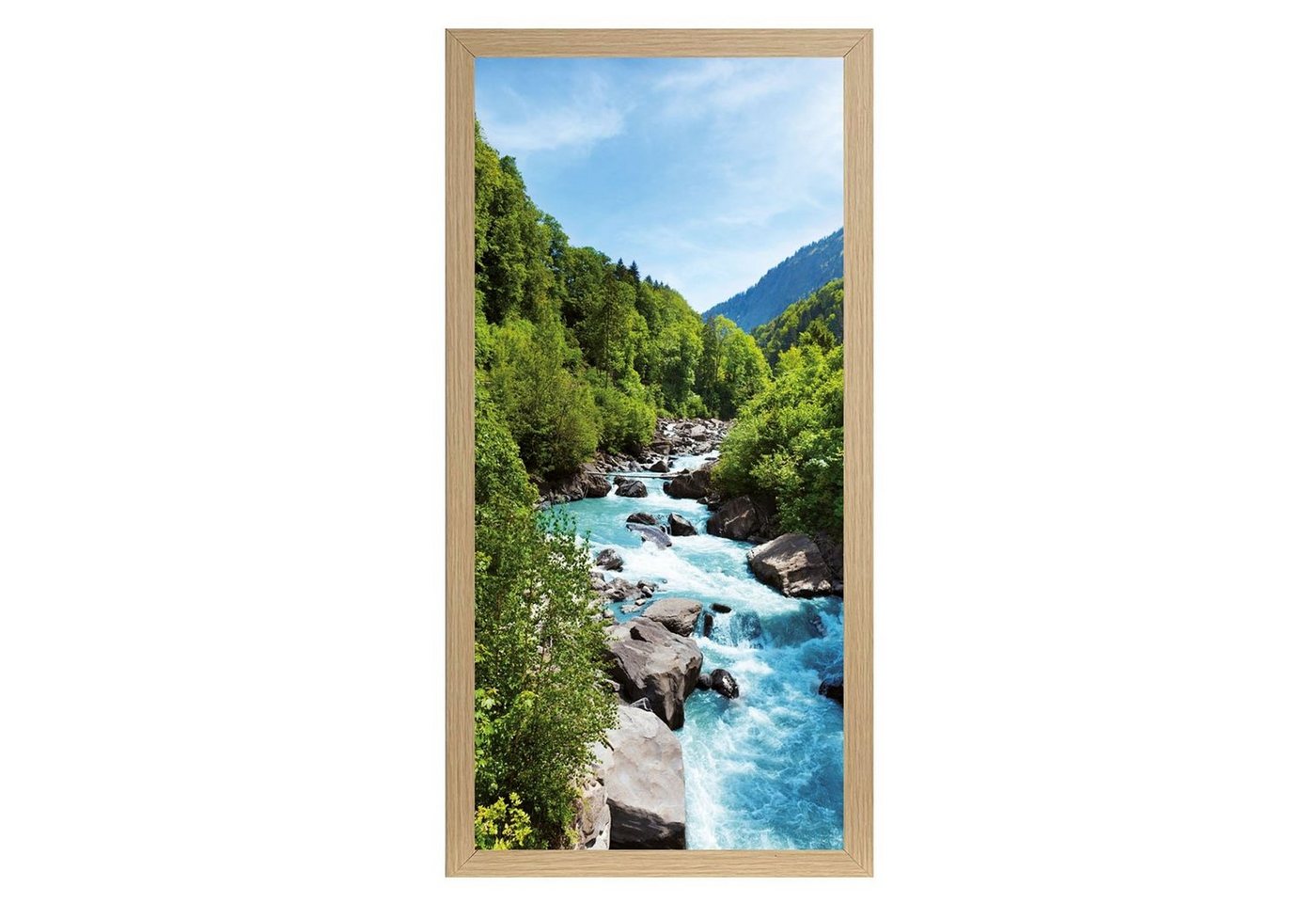 Wandbild Gerahmter Kunstdruck, Braun, Blau, B 23 cm, Bergfluss (1 St), Grün, Bergfluss von OTTO