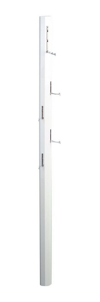 M2 Kollektion Wandgarderobe PALO, B 8 x H 185 cm, Weiß Hochglanz, Chromfarben, 5 ausklappbare Kleiderhaken aus Metall von M2 Kollektion