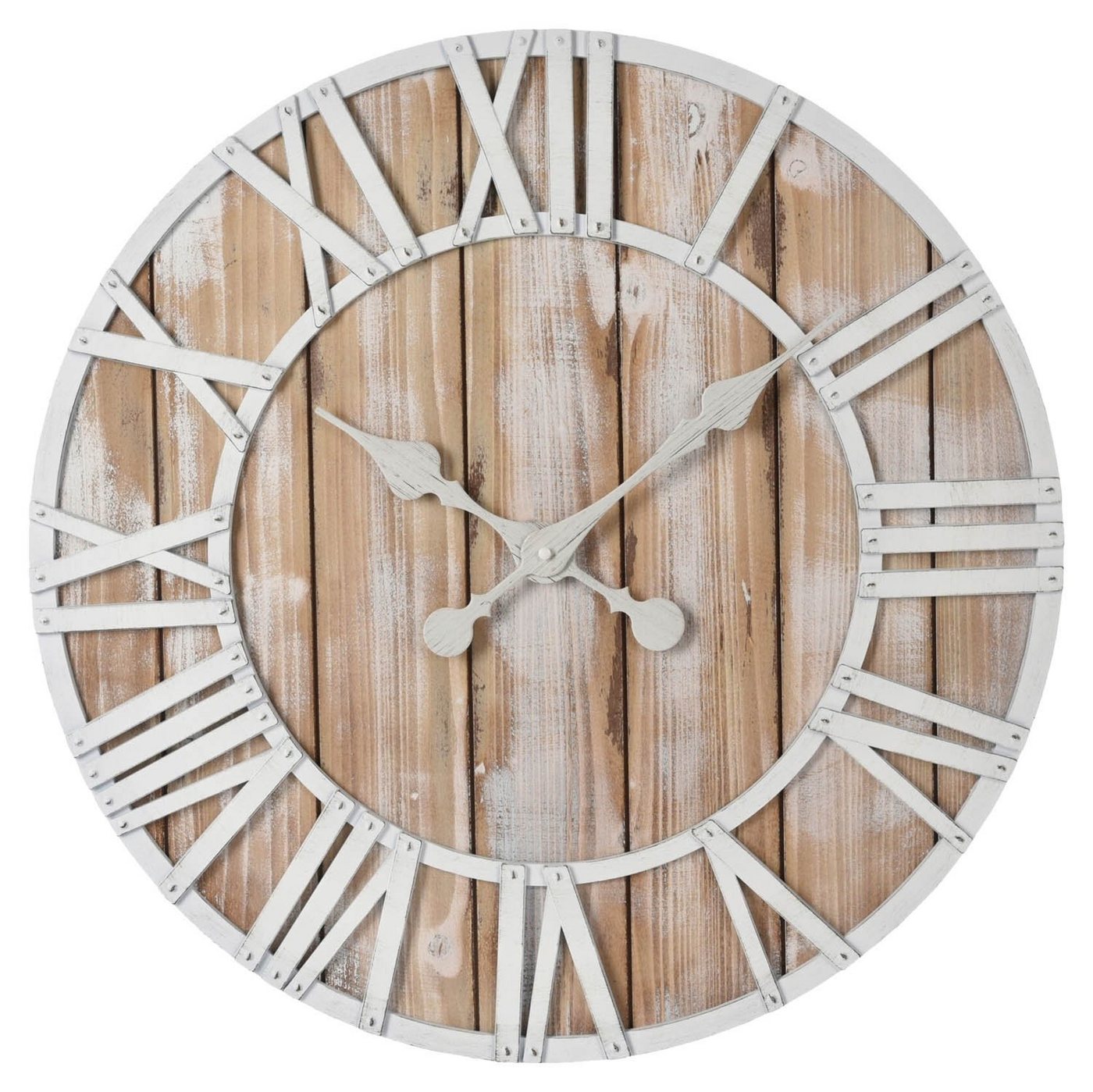 Wanduhr REFLENA, Ø 60 cm, Braun, Weiß, Kunststoff, (ohne Batterie) von OTTO