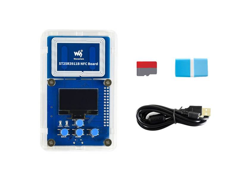 Waveshare Sensor ST25R3911B NFC Evaluierungskit, NFC-Leser, TF-Karte, USB-Kabel von Waveshare