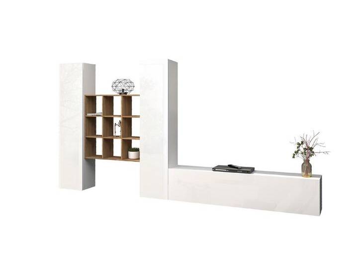 Web Furniture Wohnwand (4-teilig) in Weiß Hochglanz - 350x180x30 (BxHxT), (4-teilig) von OTTO
