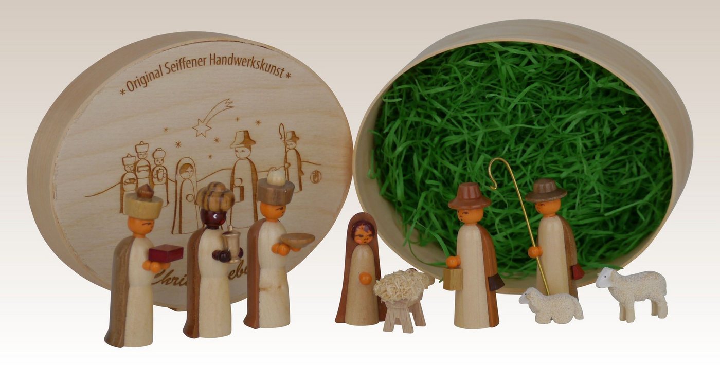 Weihnachtsfigur Miniaturfiguren Christi Geburt natur in der Spanschachtel Höhe=13,5cm, in Spandose eingepackt von OTTO