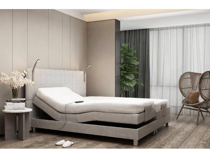 Westfalia Schlafkomfort Boxbett, mit Motor und LED-Beleuchtung, grau, 5-Zonen-Tonnentaschen-Federkernmatratze , H3 (100 kg), grau von OTTO