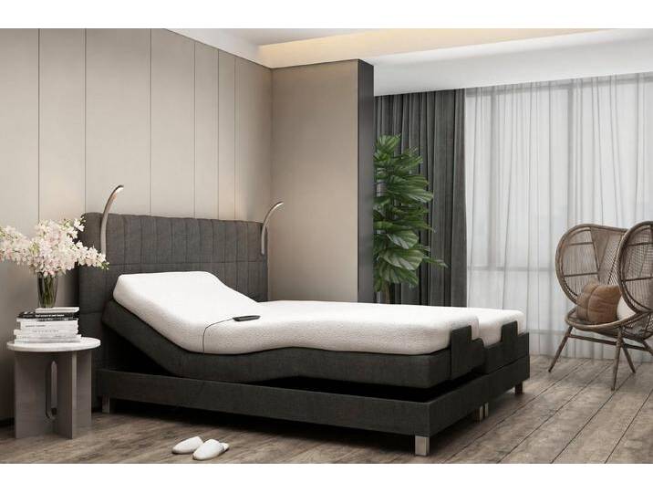 Westfalia Schlafkomfort Boxbett, mit Motor und LED-Beleuchtung, schwarz, 5-Zonen-Tonnentaschen-Federkernmatratze , H3 (100 kg), schwarz von OTTO