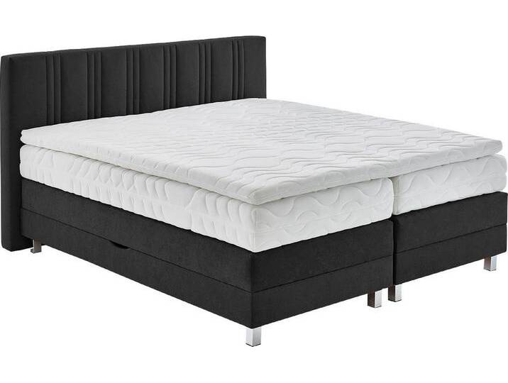 Westfalia Schlafkomfort Boxspringbett, schwarz, Mit Bettkasten-Mit Kaltschaum-Topper, 5-Zonen-Taschen-Federkernmatratze , H3 (100 kg), schwarz von OTTO