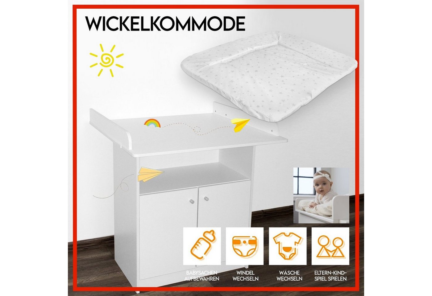 Wickelkommode Wickelkommode mit Wickelauflage Baby Kommode Wickeltisch Aufsatz, inkl. Wickelkauflage von OTTO