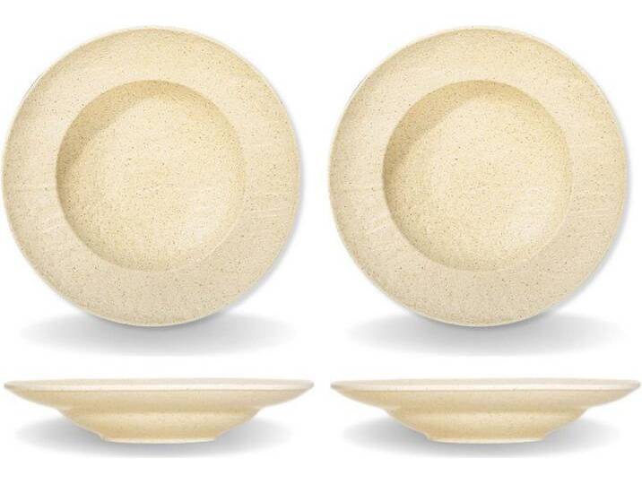 Wilmax England Geschirr-Set, Tiefes Sandstein-Teller-Set 25,5 cm 350 ml, 2er-Set, beige – SANDSTONE von OTTO