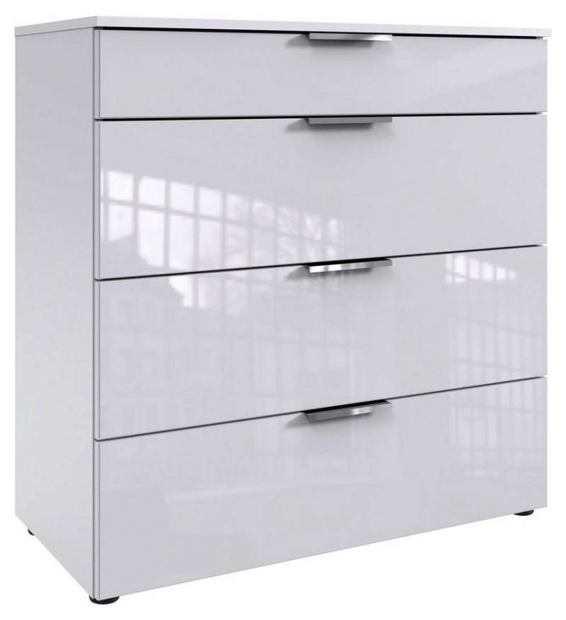 Wimex Schubkastenkommode Level (4 Schubladen, 1 St., moderne Optik, Glasfront, chromfarbene Metallgriffe), 81x41x84cm Weiß / Glasweiß von Wimex