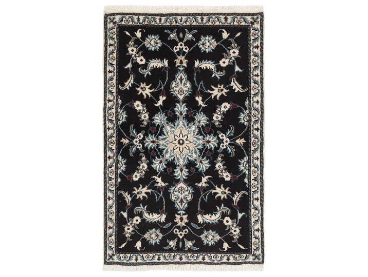 Wohnando Teppich MY-RUG Perserteppich Nain Kashmar Medaillon-Design dunkelblau 140x88cm, Rechteckig, Höhe: 12 mm, Handgeknüpfter Teppich,Handgesponnene Wolle von OTTO