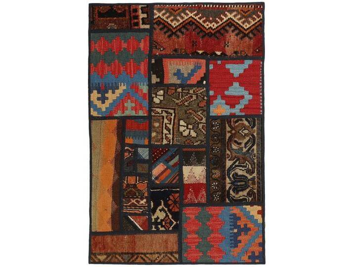 Wohnando Teppich MY-RUG Perserteppich Patchwork Geometrische Muster rot 90x60cm, Rechteckig, Höhe: 10 mm, Handgeknüpfter Teppich,Handgesponnene Wolle von OTTO