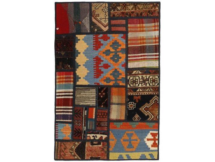 Wohnando Teppich MY-RUG Perserteppich Patchwork Geometrische Muster rot 90x60cm, Rechteckig, Höhe: 10 mm, Handgeknüpfter Teppich,Handgesponnene Wolle von OTTO