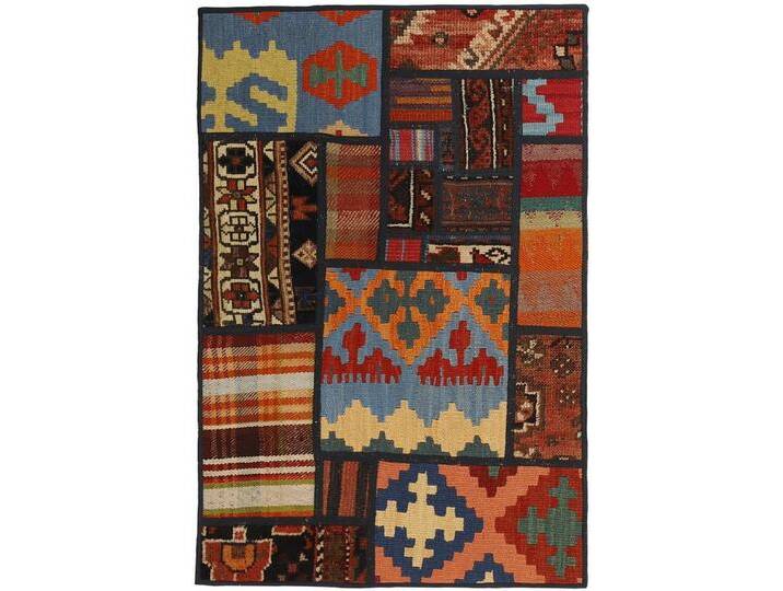 Wohnando Teppich MY-RUG Perserteppich Patchwork Geometrische Muster rot 90x60cm, Rechteckig, Höhe: 10 mm, Handgeknüpfter Teppich,Handgesponnene Wolle von OTTO