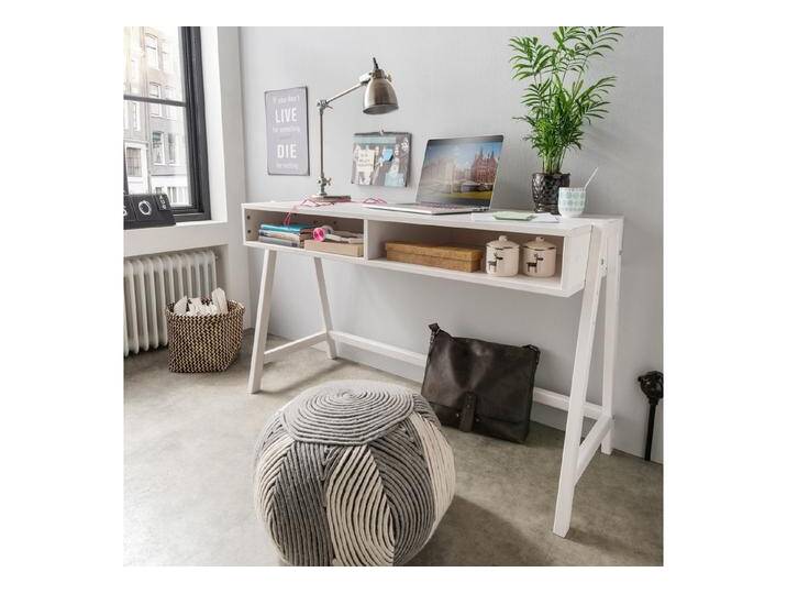 Wohnglücklich Kinderschreibtisch Infanskids, Aus hochwertigem Massivholz, weiß, Kiefer massiv weiß lasiert von OTTO