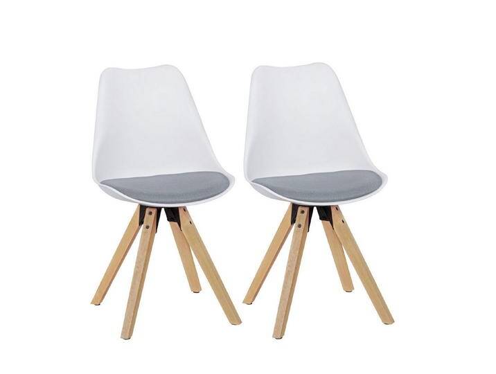 Wohnling 4-Fußstuhl 2er Set Retro Esszimmerstuhl LIMA weiß / grau Polsterstuhl Küchenstuhl (Esszimmerstuhl 2er Set, Grau / Weiß Skandinavisch), Küchenstuhl Gepolstert von OTTO