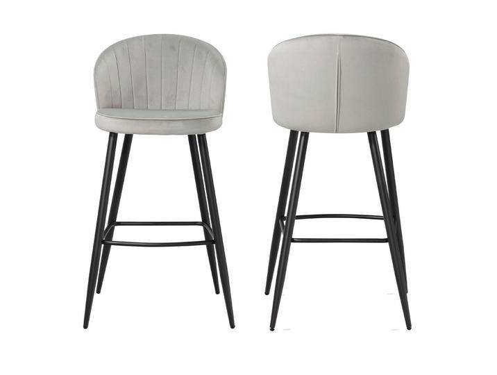 Wohnling Barhocker 2er Set Barhocker Samt Grau Hocker mit Lehne, Küchenhocker (Skandinavisch Stoff / Metall 110 kg, Design Barstuhl Tresenhocker), Skandinavisch Stoff / Metall 110 kg von OTTO