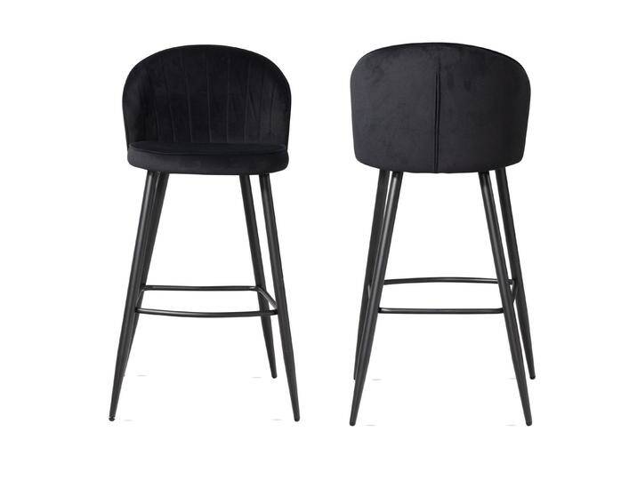 Wohnling Barhocker 2er Set Barhocker Samt Schwarz Hocker mit Lehne, Küchenhocker (Skandinavisch Stoff / Metall 110 kg, Design Barstuhl Tresenhocker), Skandinavisch Stoff / Metall 110 kg von OTTO