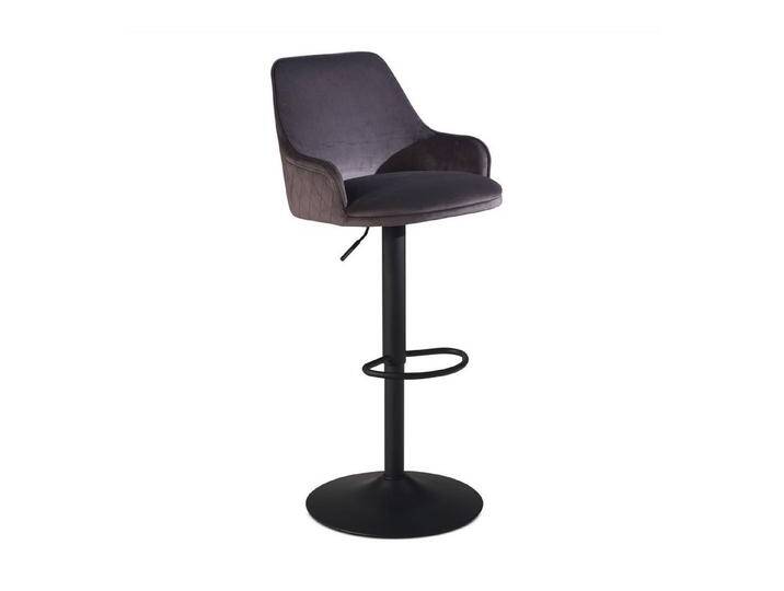 Wohnling Barhocker WL7.006 (Samt Grau Hocker mit Lehne 86 - 106 cm Modern), Küchenhocker Höhenverstellbar 100 kg, Barstuhl, grau von OTTO