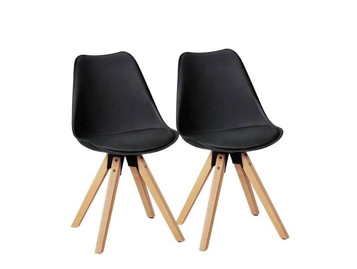 Wohnling Esszimmerstuhl 2er Set Retro Esszimmerstuhl LIMA schwarz, Polsterstuhl Skandinavisch (Rückenlehne, Küchenstuhl Kunstleder), Rückenlehne von OTTO