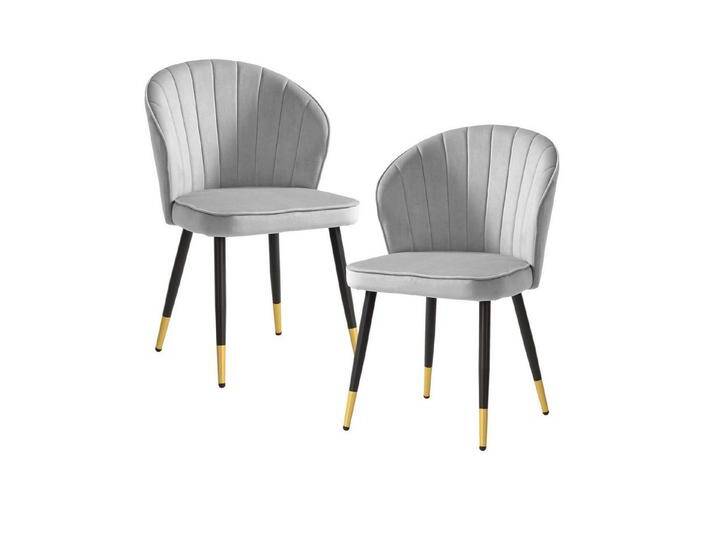 Wohnling Esszimmerstuhl WL6.950 (2er Set Samt Grau Küchenstuhl Gepolstert Modern), Schalenstuhl ohne Armlehne, Polsterstuhl Esszimmer, grau von OTTO