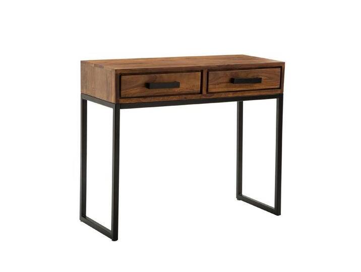Wohnling Konsolentisch WL6.147 (Massivholz / Metall 90x76x36cm, Flurtisch), Anrichte Schmal, Kleiner Schreibtisch Modern, braun von OTTO