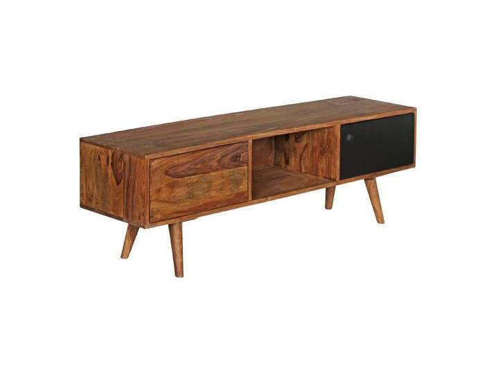 Wohnling Lowboard WL1.973 (TV-Board Massivholz 140 cm, Regal Schwarz), TV-Kommode mit 2 Türen und 1 Fach, Kabeldurchlass, schwarz von OTTO