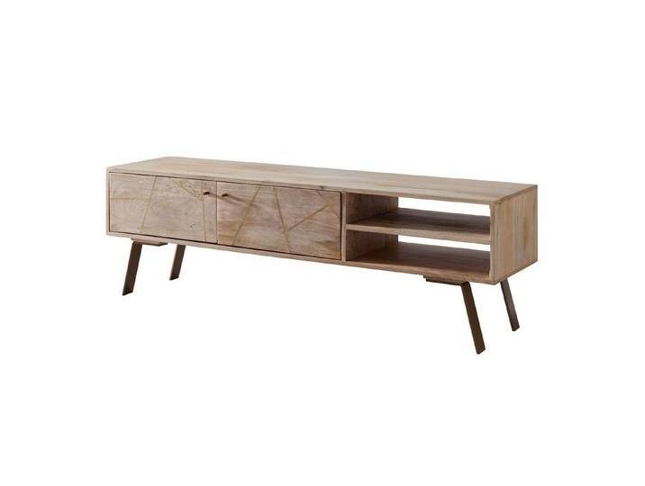 Wohnling Lowboard WL5.607 (Mango Massivholz Landhaus TV Kommode 145x47x35 cm), Fernsehschrank mit 2 Türen, Unterschrank TV Möbel, braun von OTTO