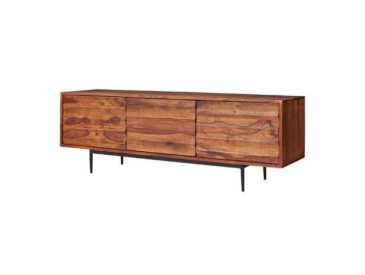 Wohnling Lowboard WL5.636 (Massivholz TV Kommode 147x50x38 cm Modern), Unterschrank TV Möbel, Fernsehschrank mit 3 Türen, braun von OTTO