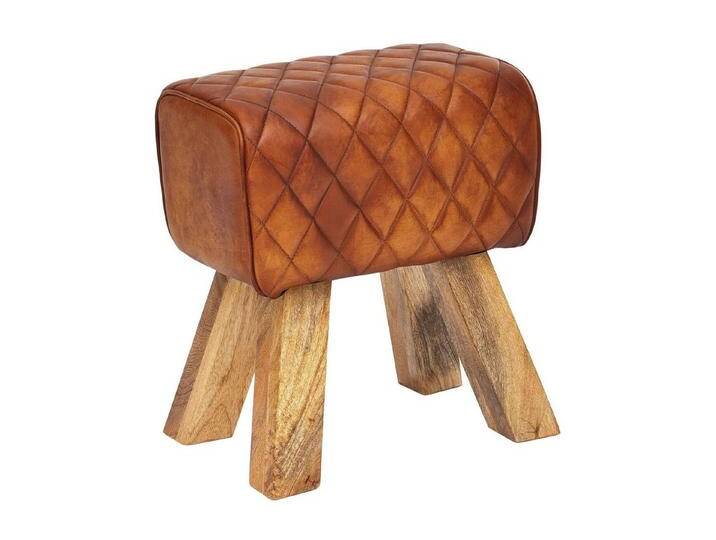 Wohnling Sitzhocker Sitzhocker Echtleder / Massivholz 40x48x27 cm Modern Fußhocker, (Turnbock Lederhocker Braun, Kleiner Hocker Gepolstert, Holzhocker mit), Turnbock Lederhocker Braun, Kleiner Hocker Gepolstert von OTTO