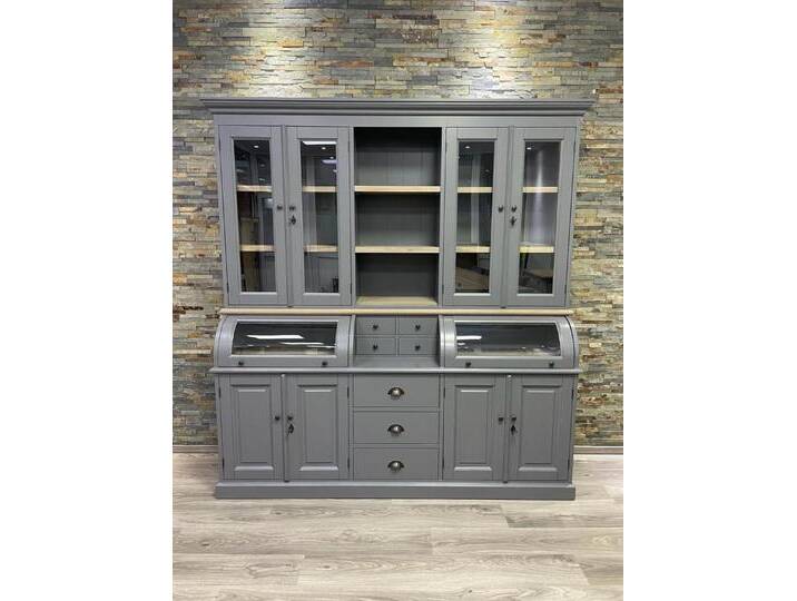 Wohnpalast Buffet Buffet Schrank 200 cm Murano grau/eiche - Landhaus Vitrine (2-St), grau von OTTO
