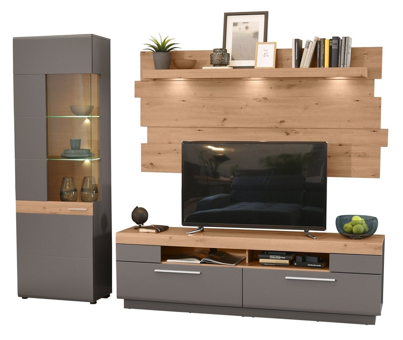 Wohnwand Wohnwand, LUCERA, Braun, Grau, B 272 cm, T 43 cm Wohnwand Wohnwand, LUCERA, Braun, Grau, B 272 cm, T 43 cm von OTTO