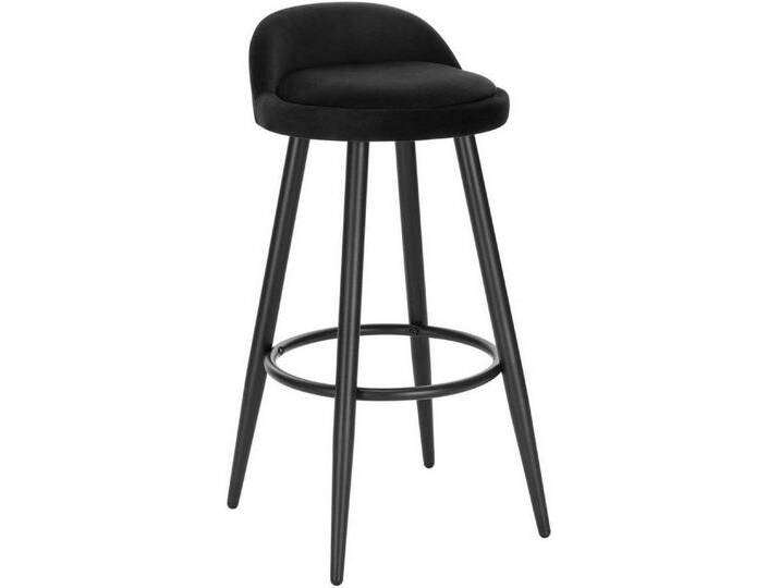 Woltu Barhocker (1 St), Barstuhl Hocker mit Fußstütze aus Samt Metall schwarz, schwarz, schwarz von OTTO