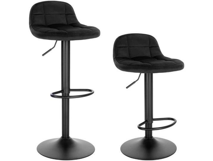 Woltu Barhocker (2 St), Barstuhl höhenverstellbar 360° Drehstuhl Samt Metall, schwarz, Schwarz von OTTO