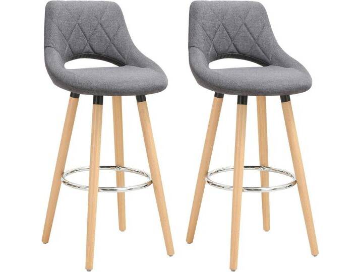 Woltu Barhocker (2 St), mit Lehne und Fußstütze Design Hocker aus Massivholz, grau, dunkelgrau von OTTO