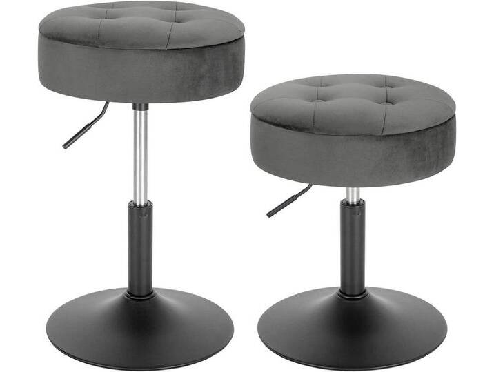 Woltu Barhocker (2 St), mit Stauraum 360° drehbar, höhenverstellbar, aus Samt, grau, Dunkelgrau von OTTO