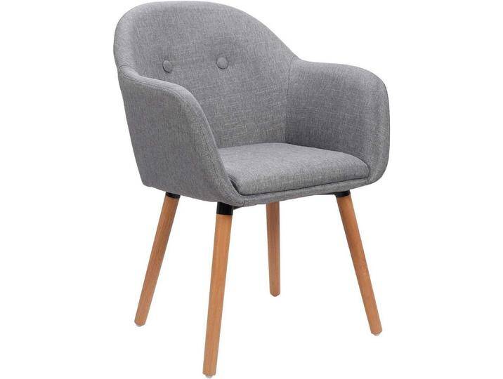 Woltu Esszimmerstuhl (1 St), Polsterstuhl mit Armlehne Leinen Massivholz, grau, hellgrau von OTTO