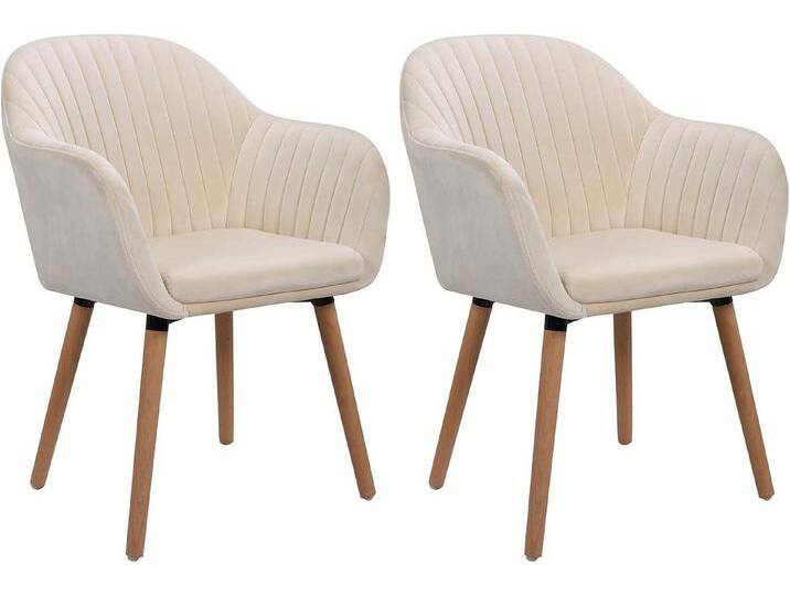 Woltu Esszimmerstuhl (2 St), Polsterstuhl mit Armlehne Massivholz, weiß von OTTO