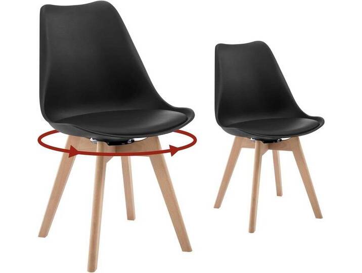 Woltu Esszimmerstuhl (2 St), drehbar 2er Set, Drehstuhl Polsterstuhl, aus Massivholz Kunstleder, schwarz, 2 St. von OTTO