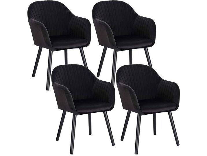 Woltu Esszimmerstuhl (4 St), Küchenstuhl, mit Armlehne Samt Massivholz, schwarz von OTTO