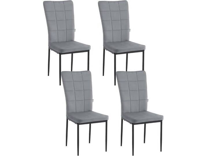 Woltu Esszimmerstuhl (Set, 4 St), Esszimmerstühle 4er Set, mit hoher Rückenlehne, grau, Samt+Metall von OTTO