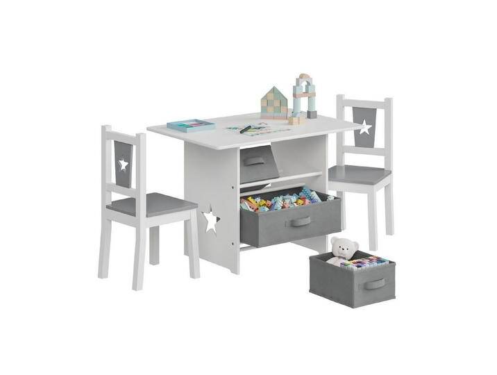 Woltu Kindersitzgruppe, (3-tlg), mit 3 körben Holz in weiß-grau, grau weiß von OTTO