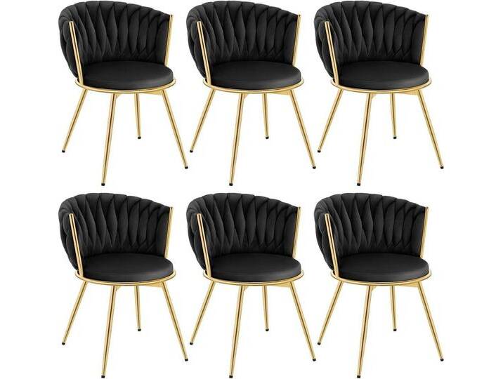 Woltu Küchenstuhl (6 St), 6er Set, mit Metallrahmen, ergonomisch, 360° drehbar, Samtsitz, schwarz, 6 St. von OTTO