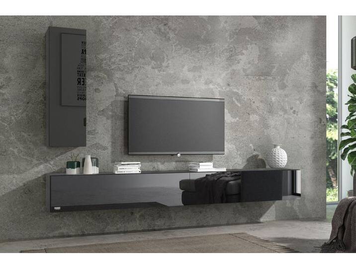 Wuun TV-Board ® Somero Lowboard Tv-Board Wohnwand SW5, TV-Board: Schwarz-Matt / Front: Schwarz-Hochglanz von OTTO