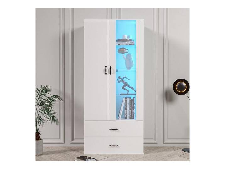 XDOVET Stauraumvitrine Vitrine mit 16 Farben LED Beleuchtung Standvitrine Schrank Weiß Wohnzimmer Wohnwände Schränke Buffet-Schran Hochregal Bücherreg von OTTO