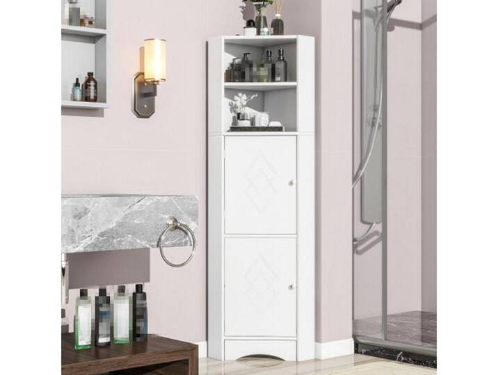XDeer Badmöbel-Set Badschrank, Badmöbel, Eckschrank mit zwei Ablagefächern, offenes Fach mit verstellbarem Einlegeboden,36.5 x 36.5 x 155 cm, weiß von OTTO