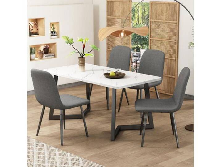 XDeer Esstisch Essgruppe, (5-tlg),Esstisch mit 4 Stühlen Küchentisch Set, Esszimmerstühle in modernem Design mit Rückenlehne, schwarz von OTTO
