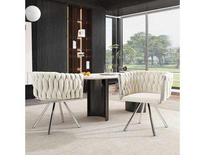 XDeer Esszimmerstuhl Esszimmerstuhl, 2er set, Wohnzimmer-Schlafzimmer-Drehstuhl, Freizeit-Drehstuhl mit vier Stützbeinen aus Metall, beige von OTTO