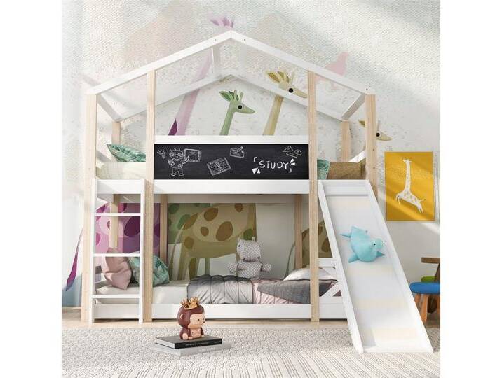 XDeer Etagenbett Kinderbett Baumhaus mit Rutsche & Leiter 90 x 200 cm, Hochbett für Kinder– 2x Lattenrost- Natur & Weiß XDeer Etagenbett Kinderbett Baumhaus mit Rutsche & Leiter 90 x 200 cm, Hochbett für Kinder– 2x Lattenrost- Natur & Weiß von OTTO